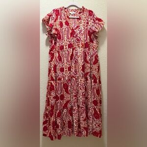 LIKE NEW, Entro Red and White Maxi Dress, 2X
